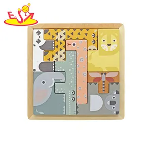 Popular Early Educational Toy 3D Wooden Animal Block Jigsaw Puzzle For Kids W14A382